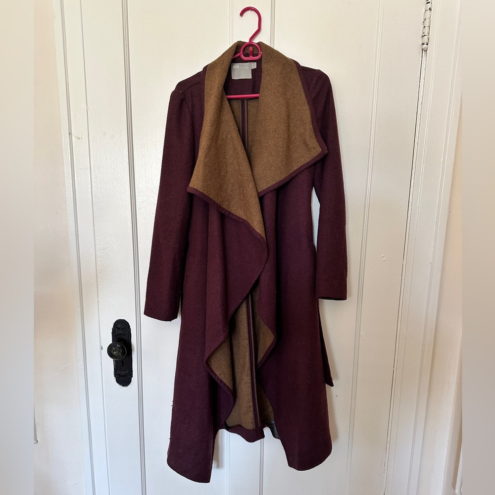 ASOS Brown and burgundy Open Front Coat